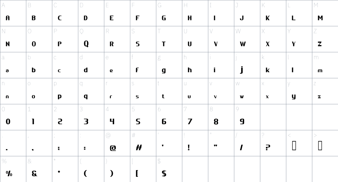 Volunmo Font font Character Map