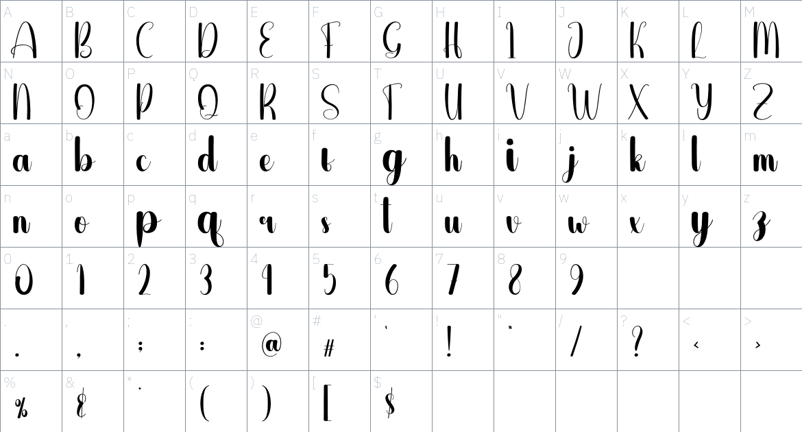 Bayfresh font Character Map