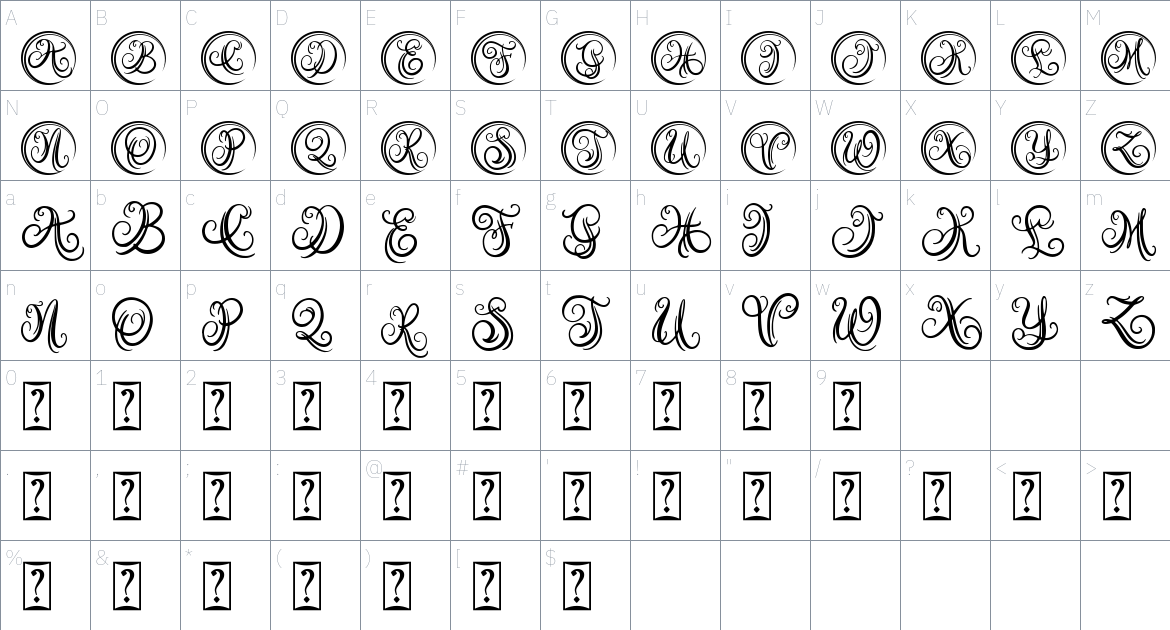 Austy Monogram font Character Map