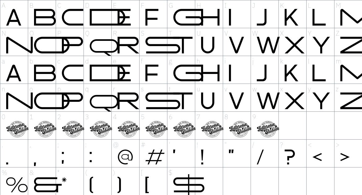 Mugesta font Character Map