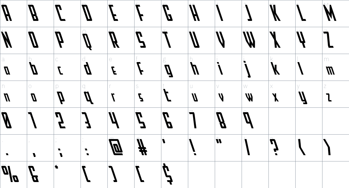 Falzon font Character Map