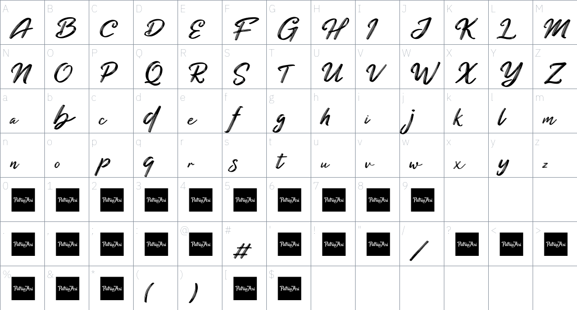 Blackended Font font Character Map