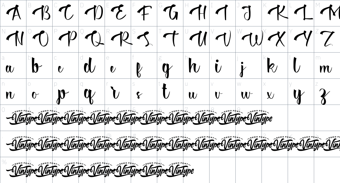 Mainaka font Character Map