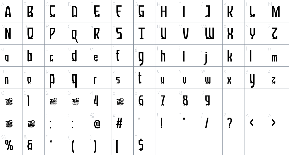 Gueton font Character Map