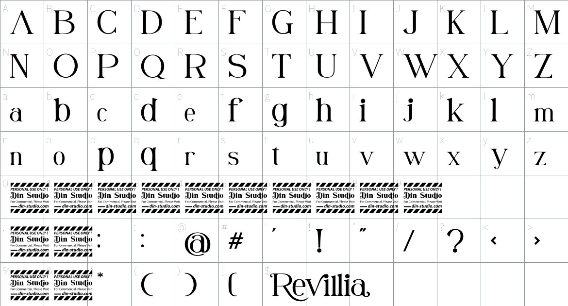 Revillia font Character Map