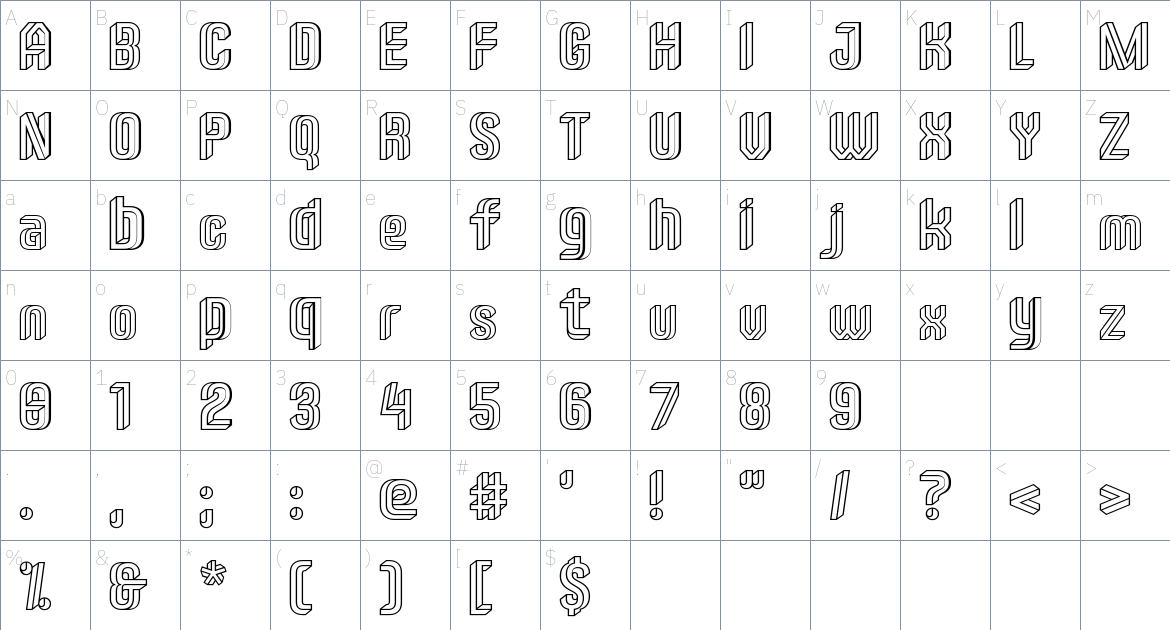 Imposible Font font Character Map