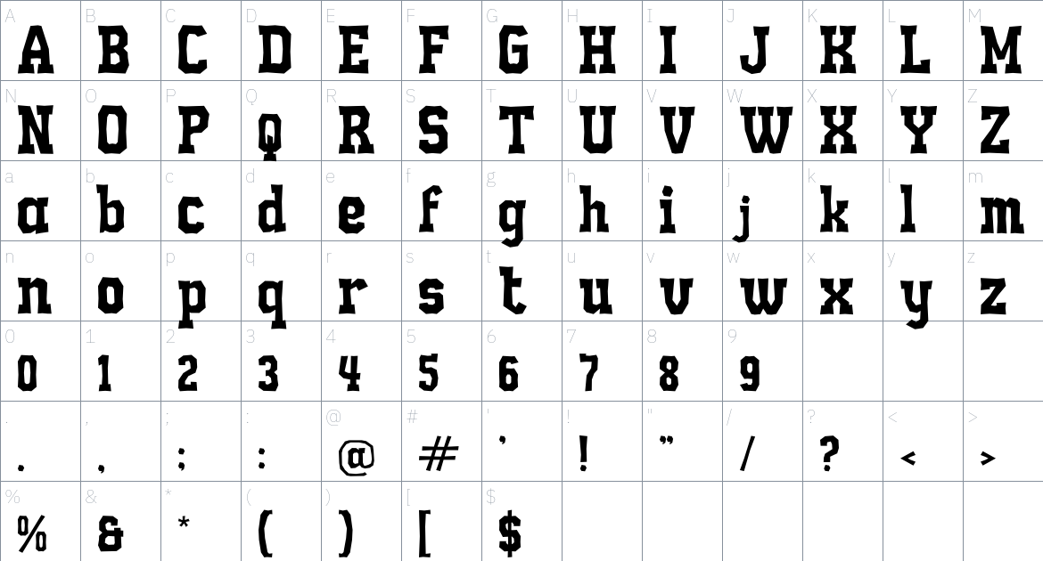 Mounley Discket font Character Map