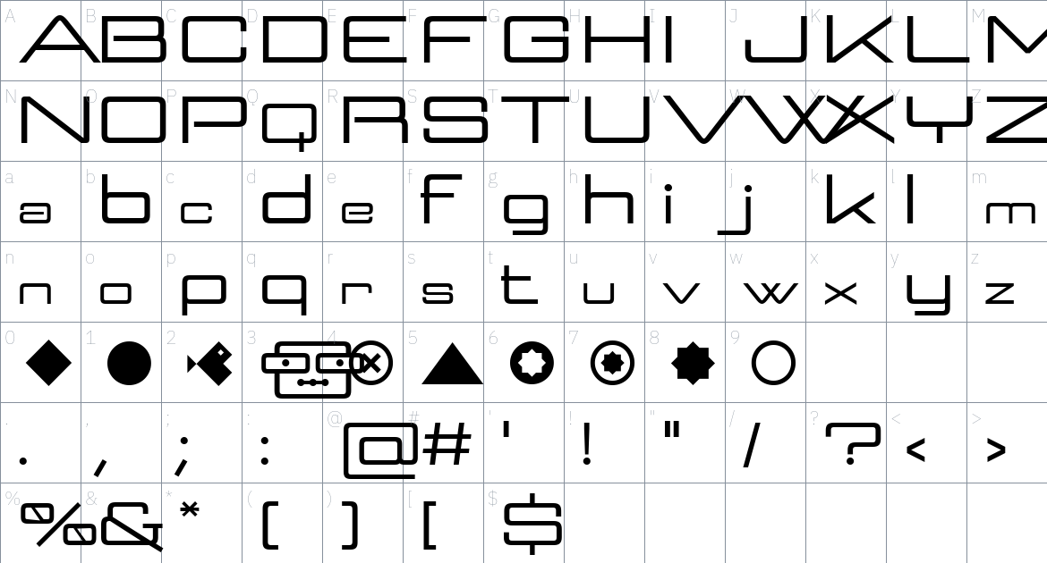 Geoplace font Character Map