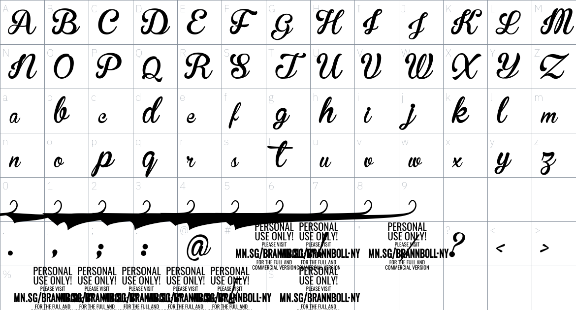 Brannboll Connect Font font Character Map