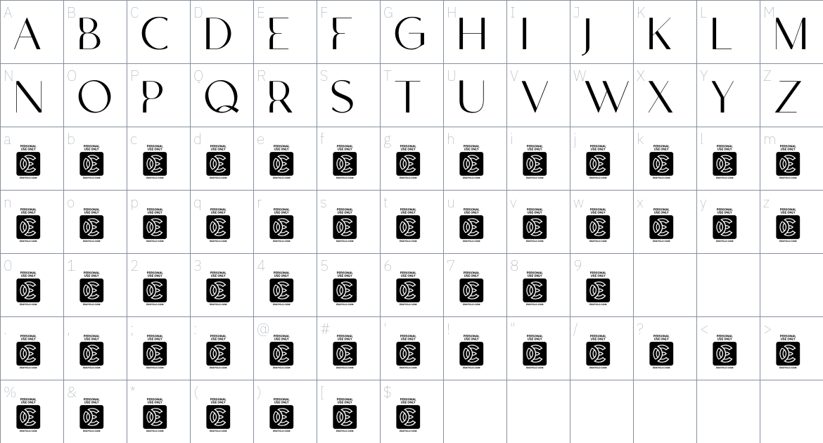 NCL Bhagnes Kirefoda font Character Map