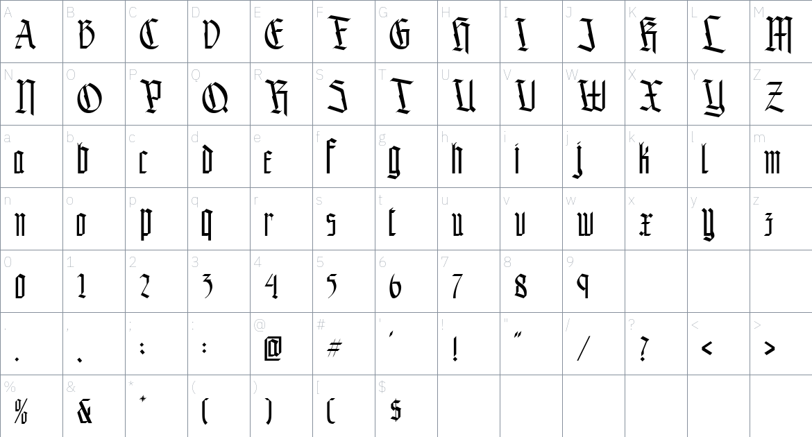 Gargamoth Font font Character Map