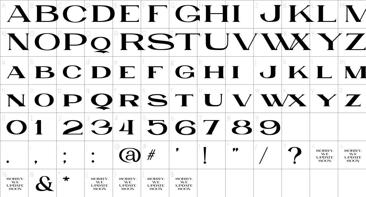 Brique Font font Character Map