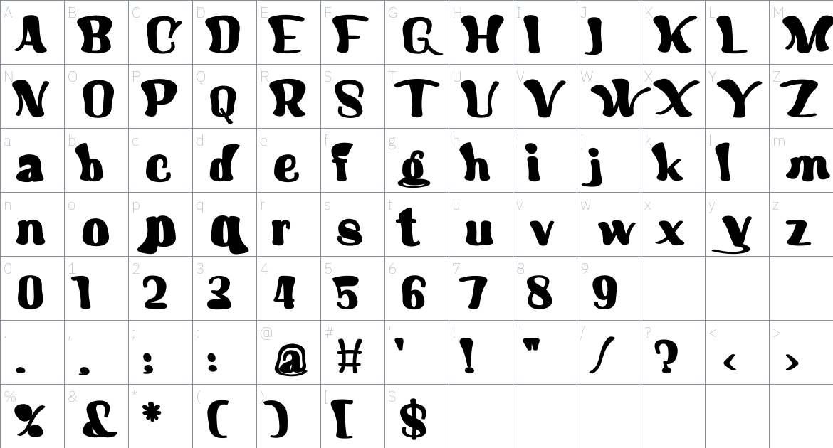 Henstoka font Character Map