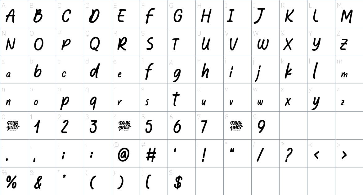 Chillin Notez font Character Map