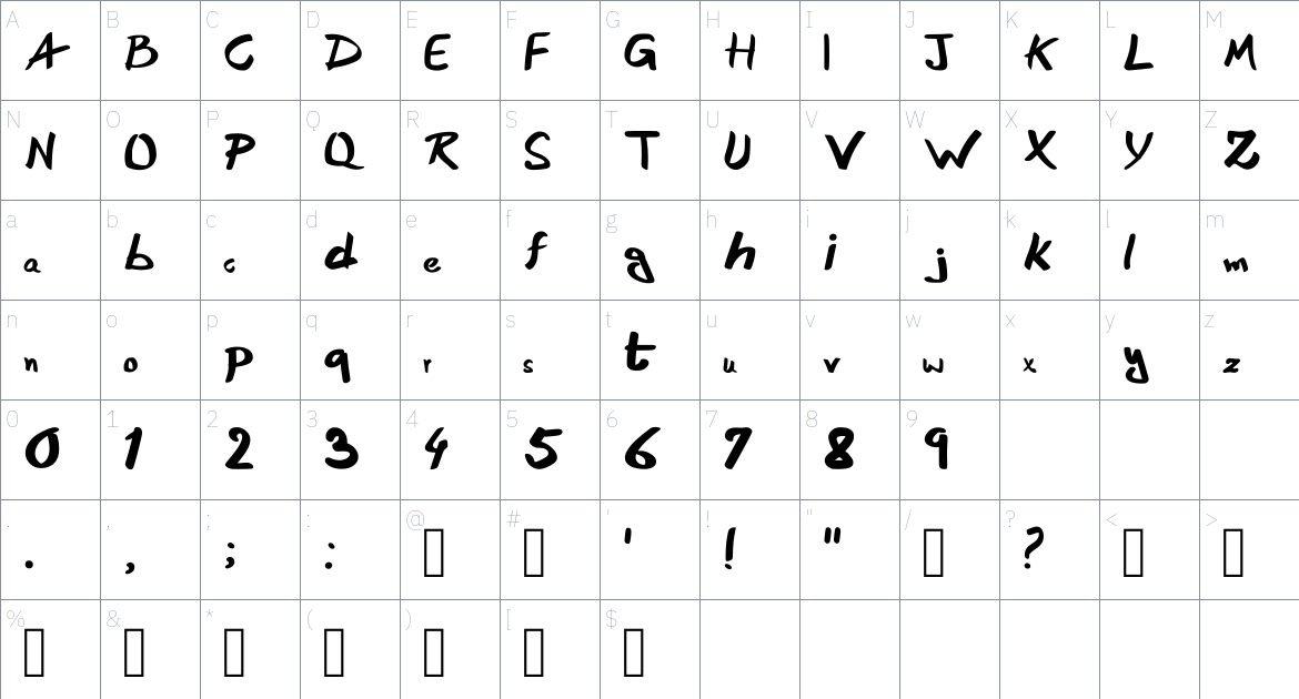 Xee Rough Font font Character Map