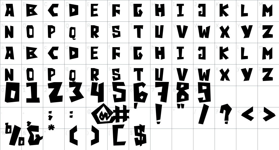 Grufy font Character Map