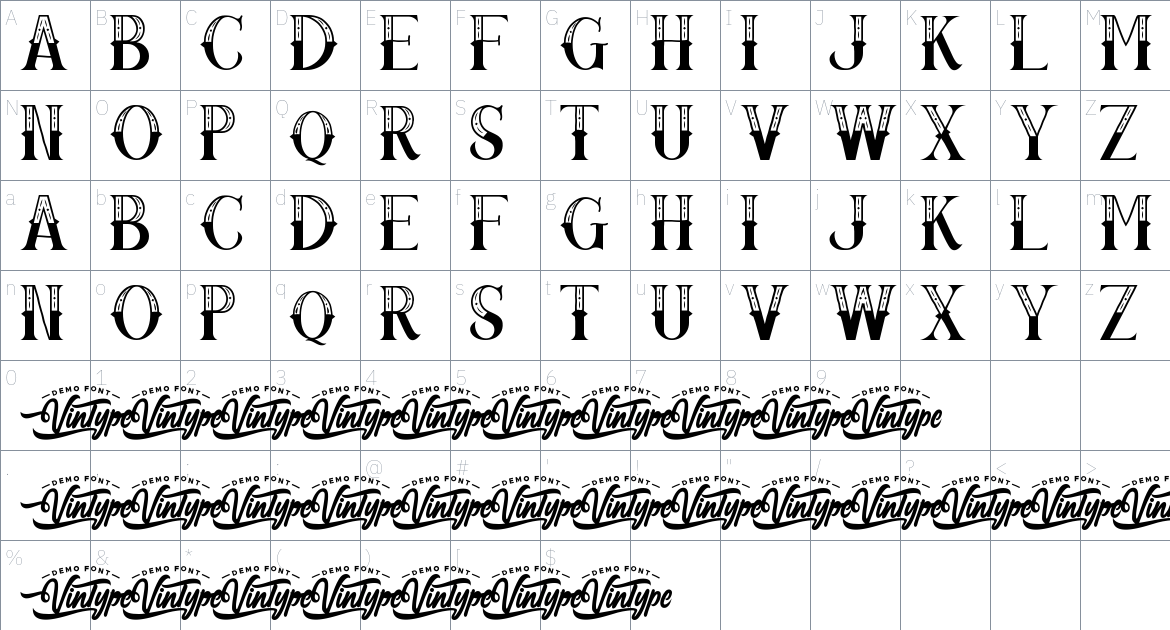 New Cowboy font Character Map