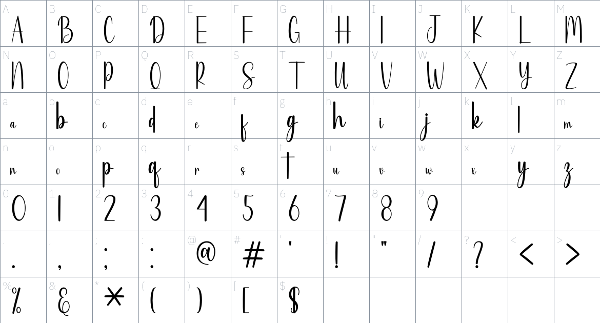 Santtiago font Character Map