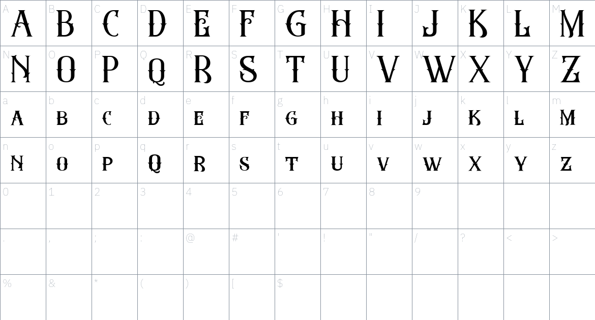 Astrena Font font Character Map