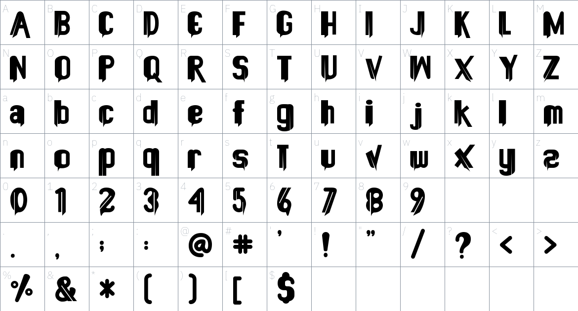 Wishkey font Character Map