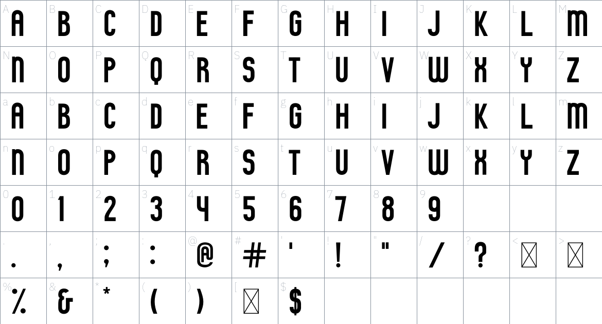 Rent Strike Font font Character Map