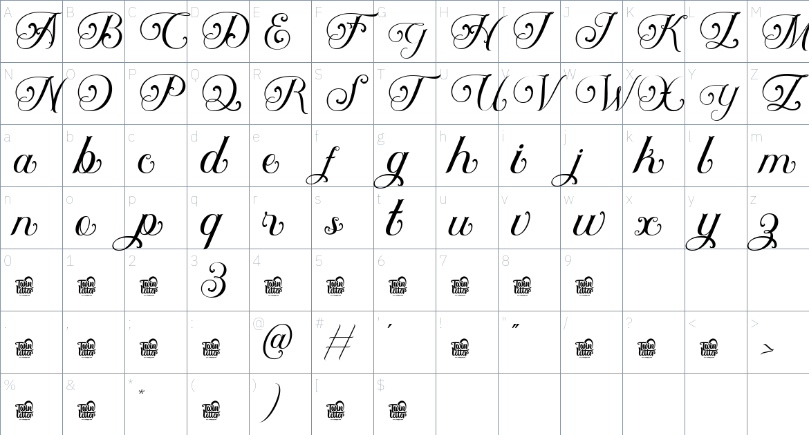 Auntha Clear font Character Map