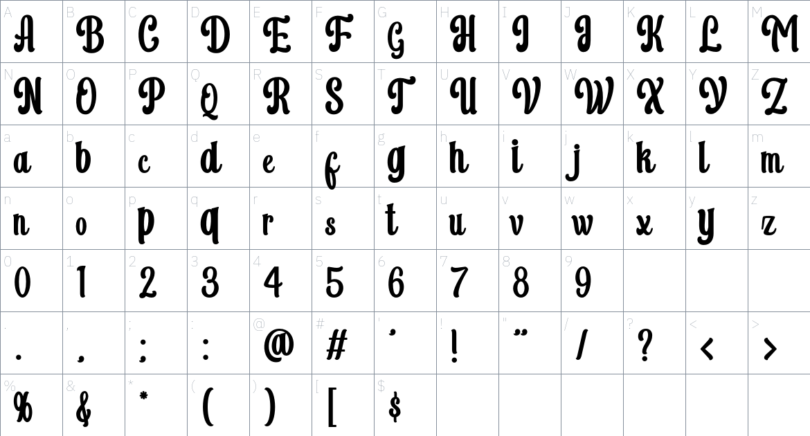 Hidroluke Font font Character Map