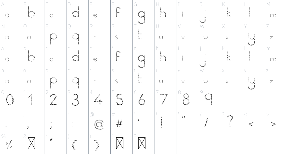 Mamzoog Font font Character Map