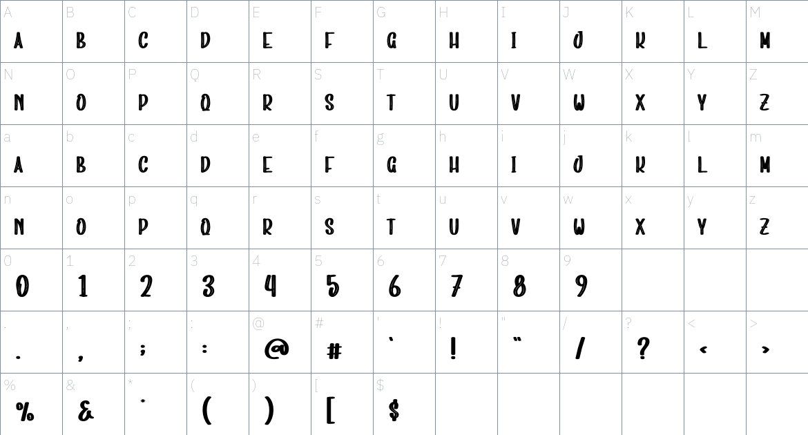 Nightside Christmas font Character Map