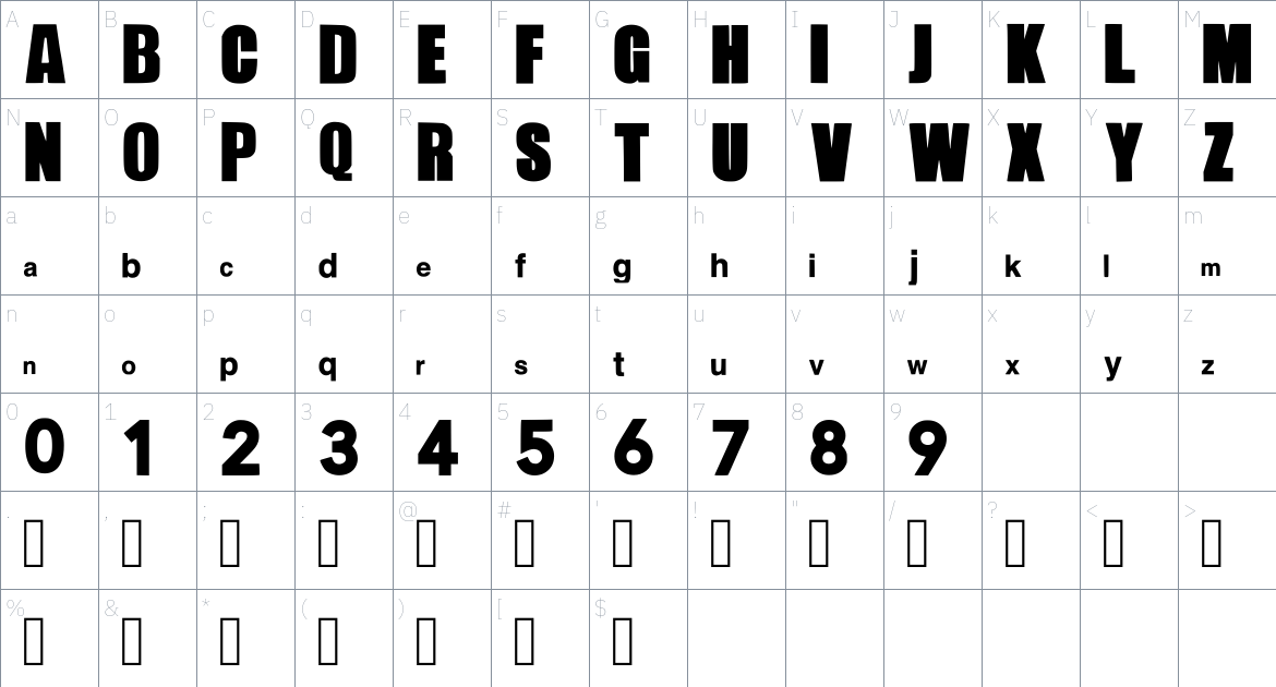 Boombai Font font Character Map