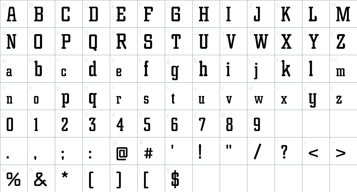 Grecha Font font Character Map