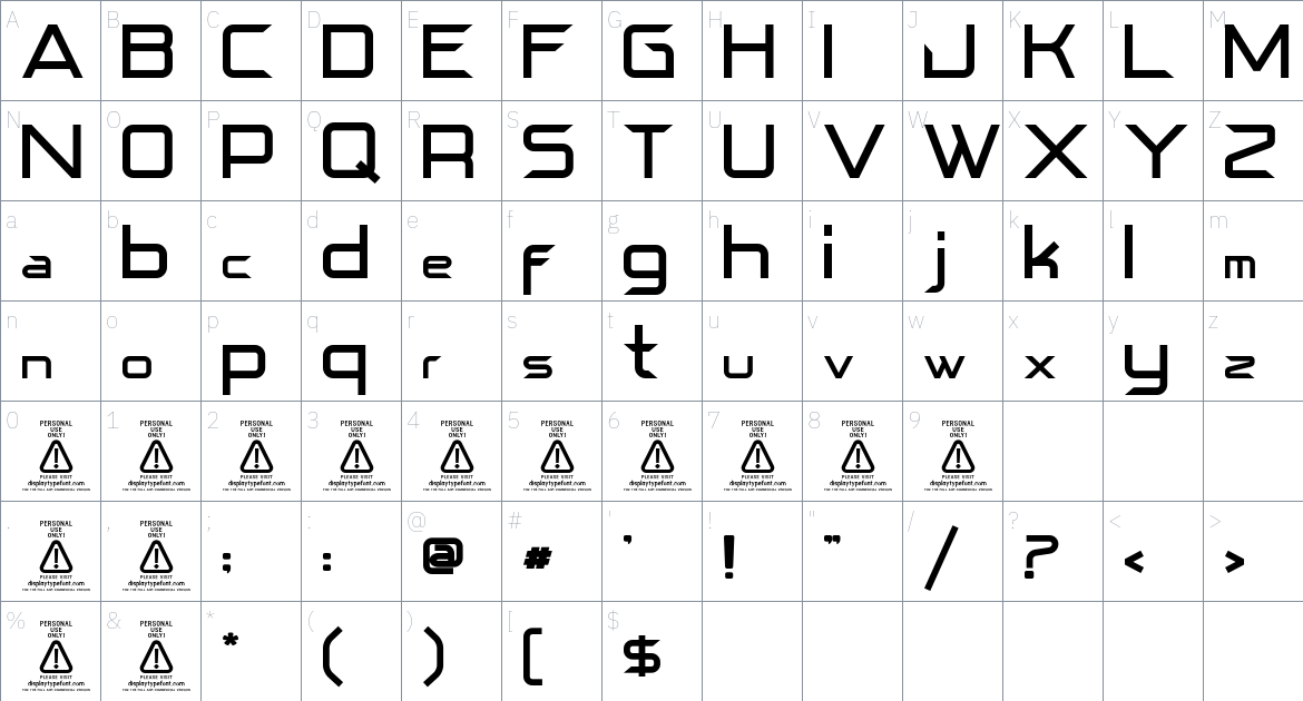 Roolfe font Character Map