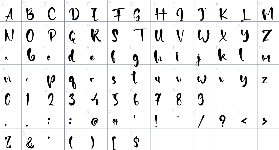 Betterjoy font Character Map