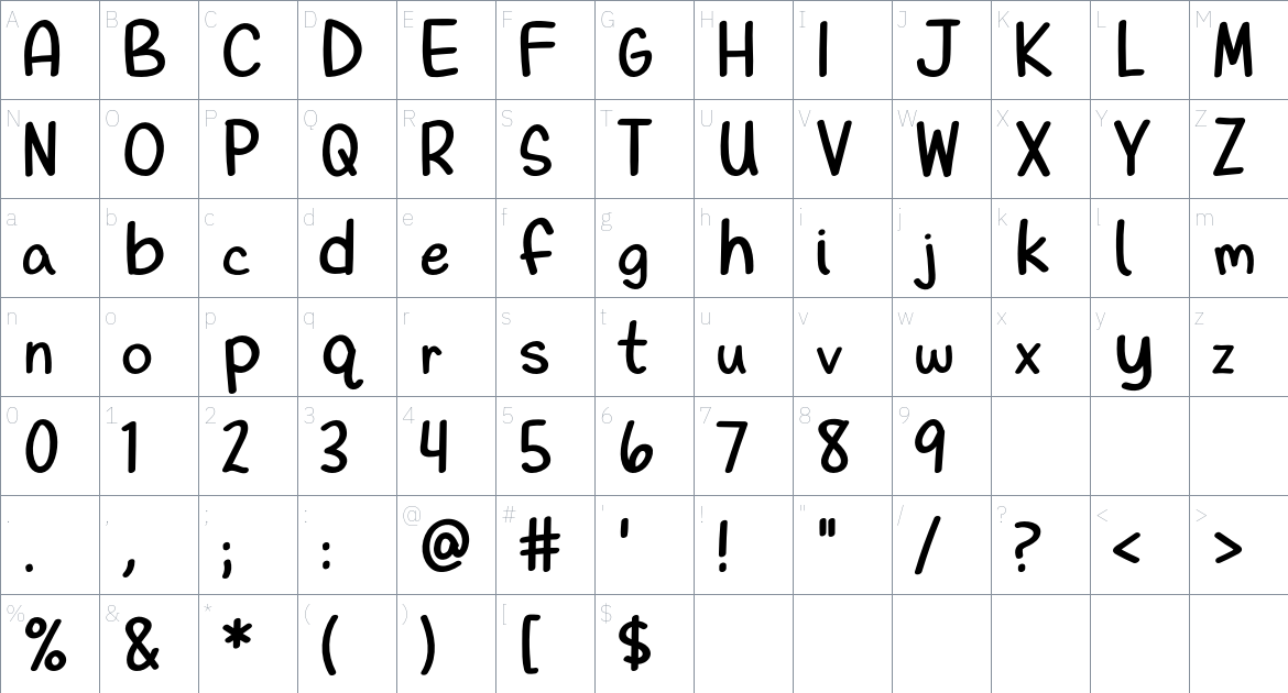 Pretzel Font font Character Map