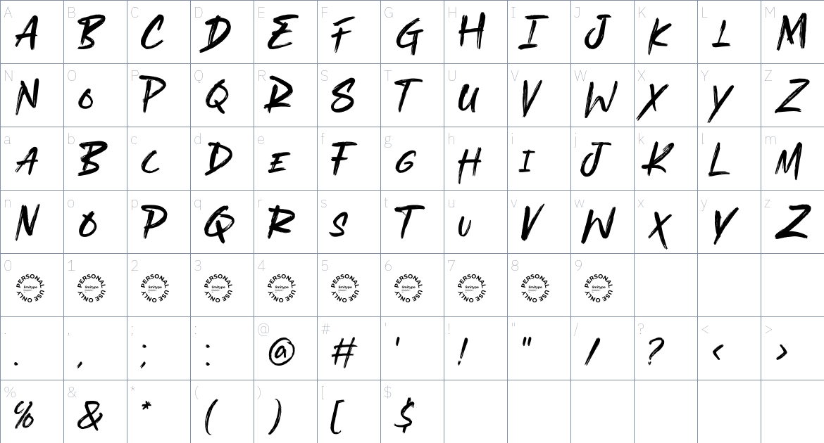 Grossie Font font Character Map