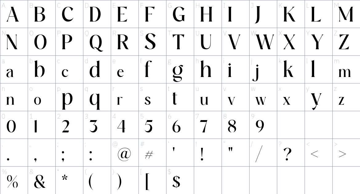 Alika Misely font Character Map