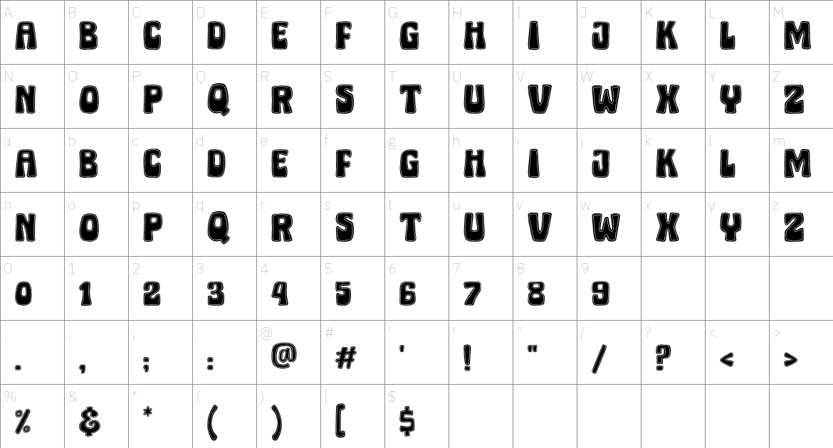 Micky Bonn Inline font Character Map