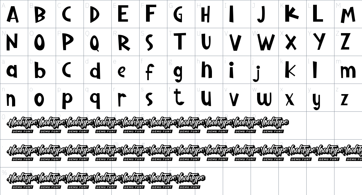 Mushroom Kids font Character Map