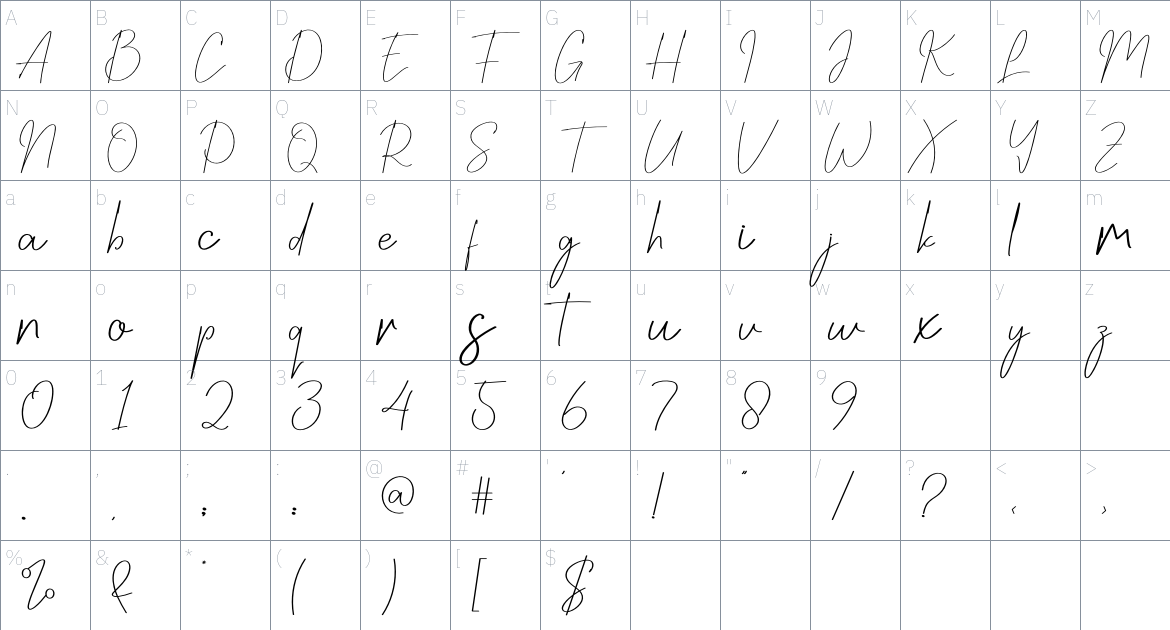 Darknight font Character Map