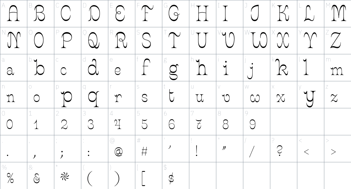 Meteor Font font Character Map