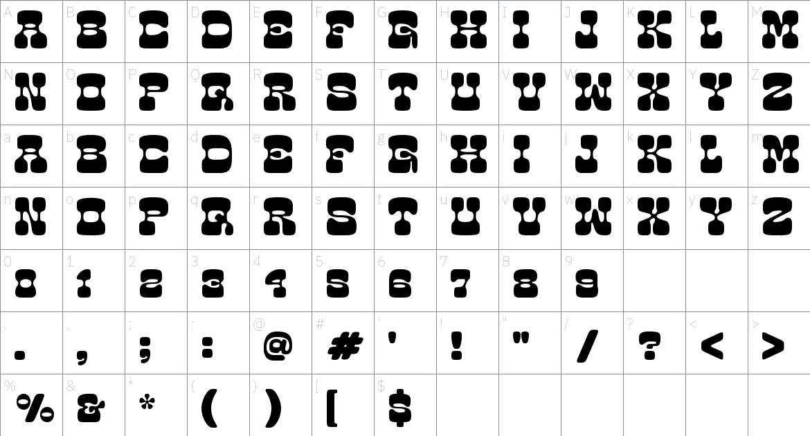 Aiger font Character Map