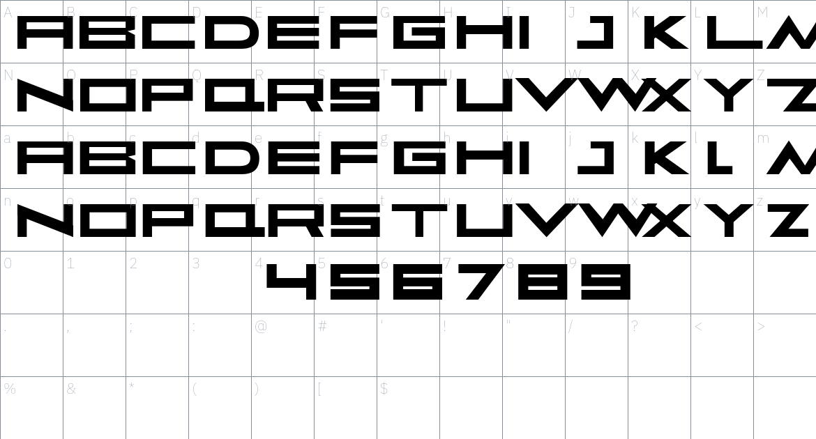 Faqro Extended font Character Map