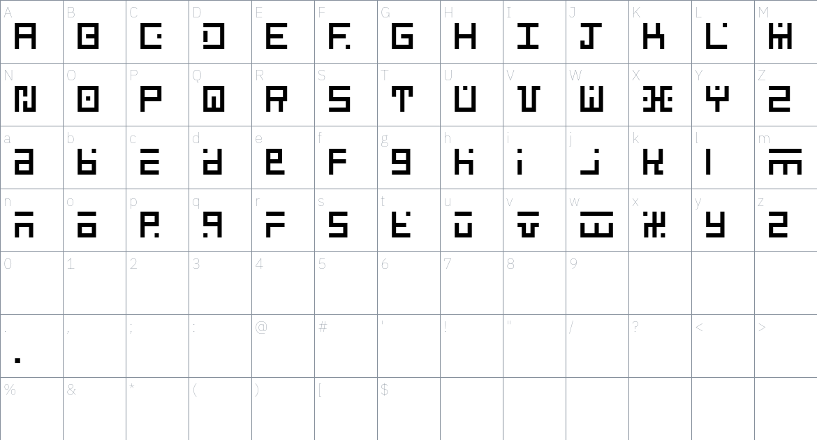 Respati font Character Map