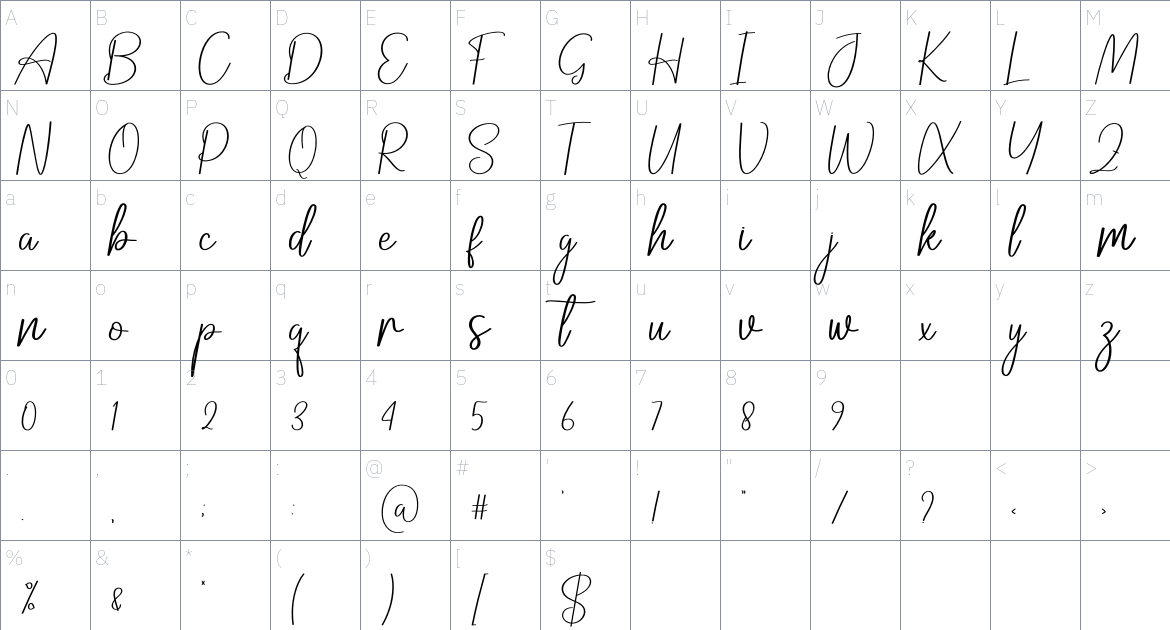 Babyghost font Character Map