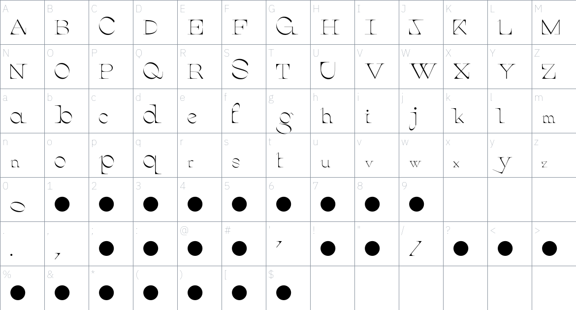 Bilden Font font Character Map