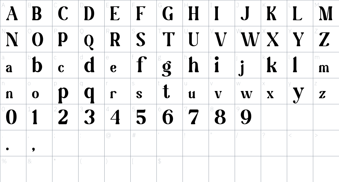 Magilio Font font Character Map