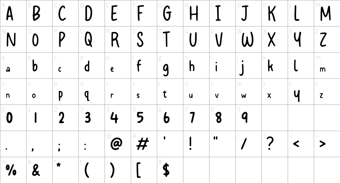 Talklessy font Character Map