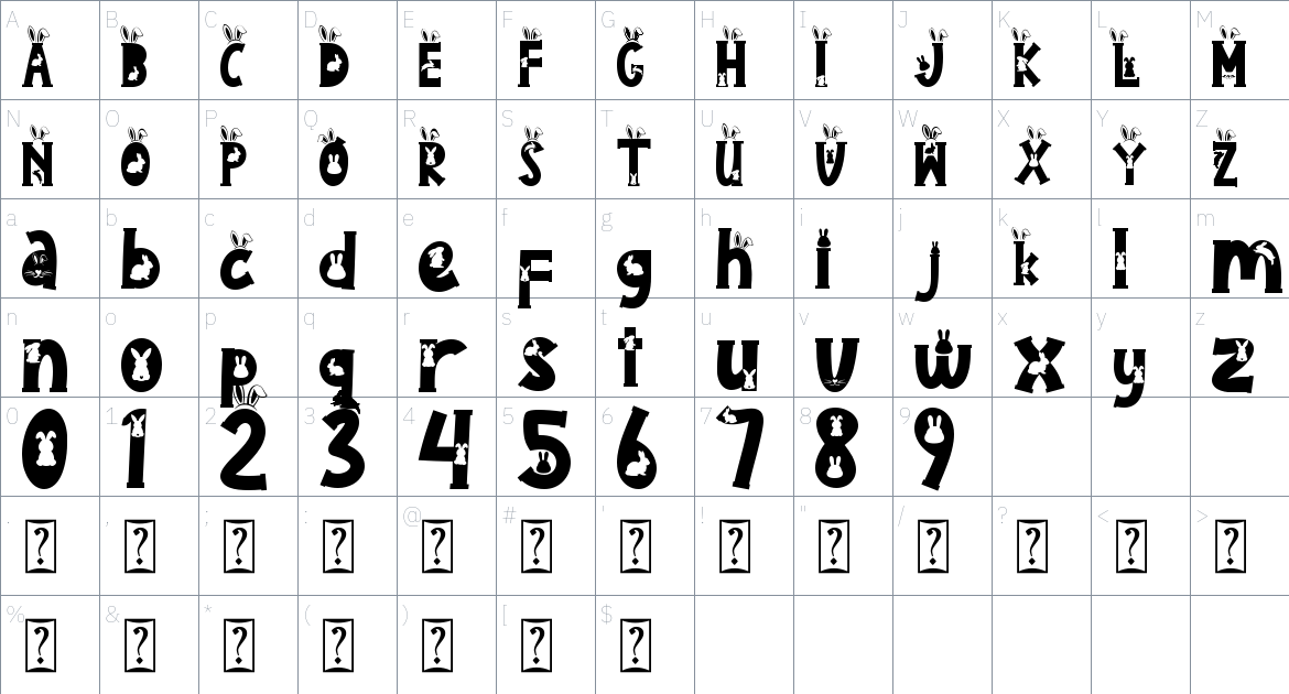 Rabeeto Easter font Character Map