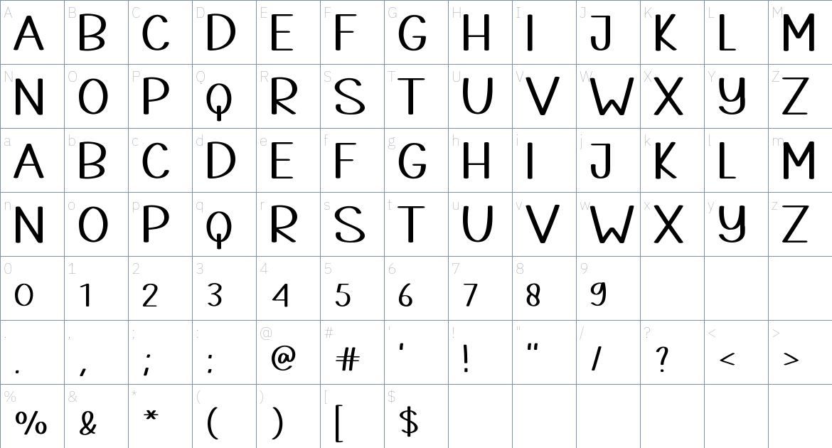 Company font Character Map