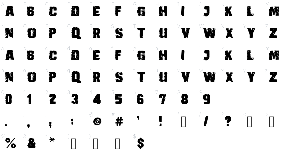 Capo Armor Font font Character Map